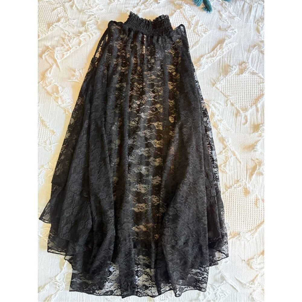 Free People Black Sheer Lace Smocked Neck Tank - Picture 3 of 5
